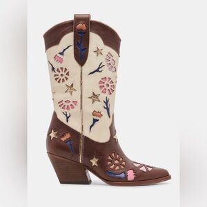 NIB Dolce Vita Lassie Boots Women’s Leather Embroidery Cowboy, Western Boots 6.5